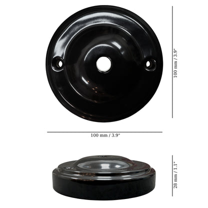 black porcelain big dome ceiling rose 100x28mm, measurements