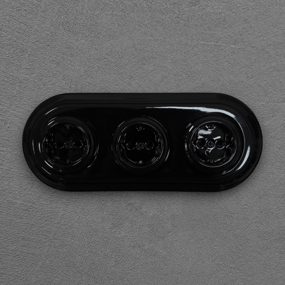 Triple Power Socket Porcelain Loft Retro Electrical German Schuko Flush-Mounting Vintage Cottage Ceramic Black