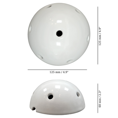 white porcelain multihole ceiling rose 125x65mm, measurements