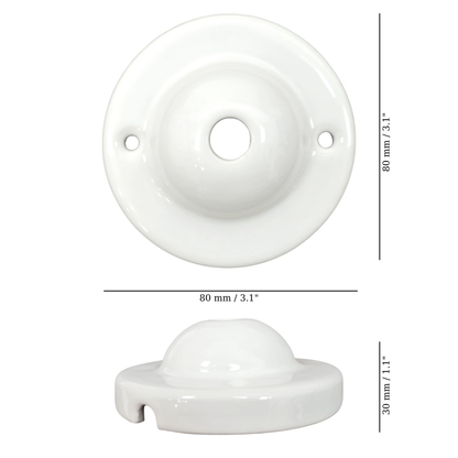 white porcelain dome ceiling rose 80x30mm, measurements