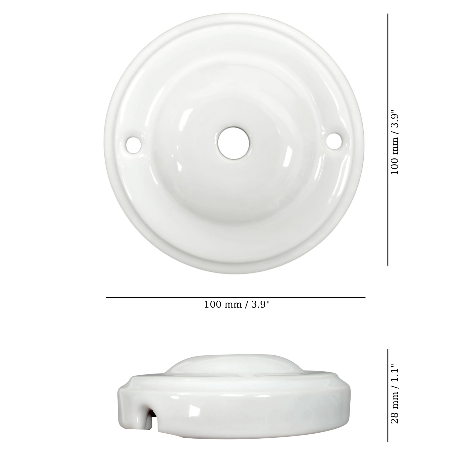 white porcelain big dome ceiling rose 100x28mm, measurements