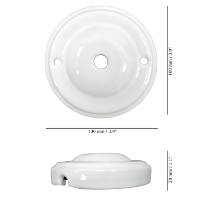 white porcelain big dome ceiling rose 100x28mm, measurements