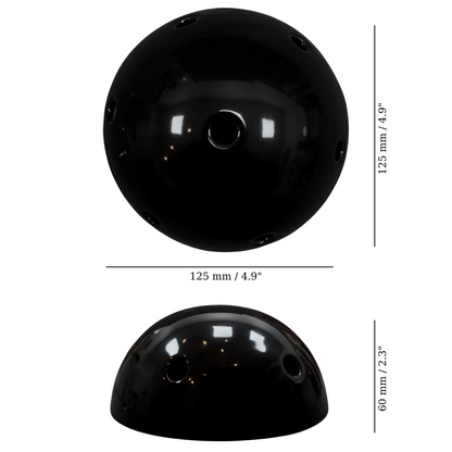 black porcelain multihole ceiling rose 125x65mm, measurements