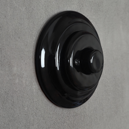 Retro Loft Style Dimmer Light Switch Industrial Flushed-Mounting Vintage Cottage Ceramic Black
