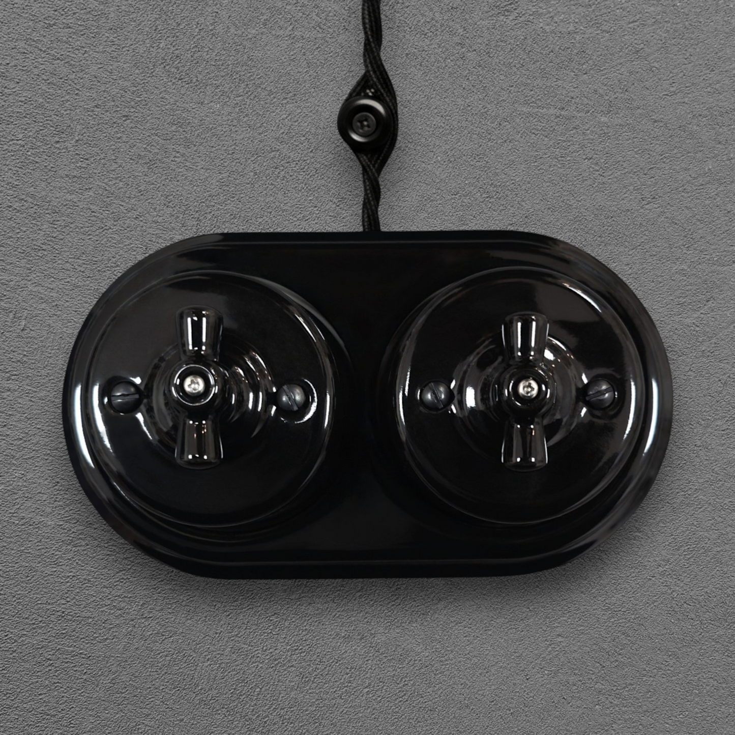 double black porcelain intermediate rotary switch, surface-mount, front