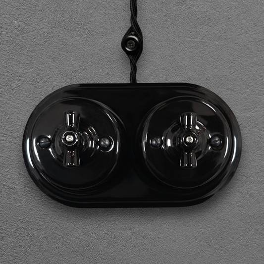double black porcelain double1way rotary switch, surface-mount, front