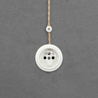 Single white French porcelain socket insert, surface-mount