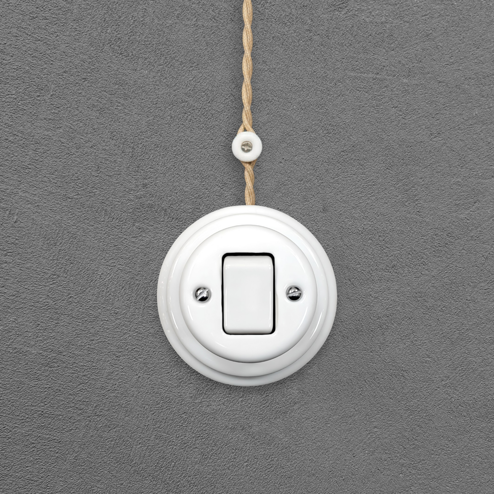 white porcelain intermediate big key light switch, surface-mount