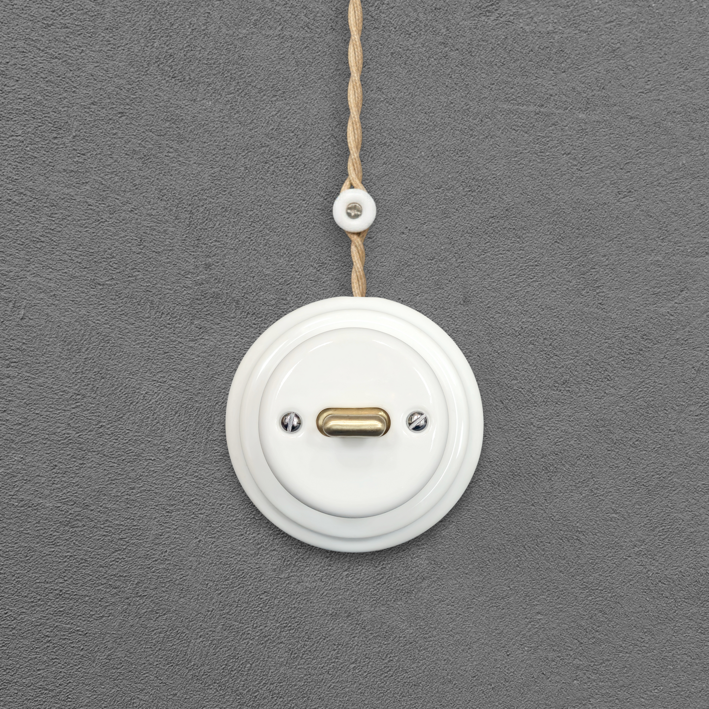 white porcelain intermediate toggle switch, surface-mount