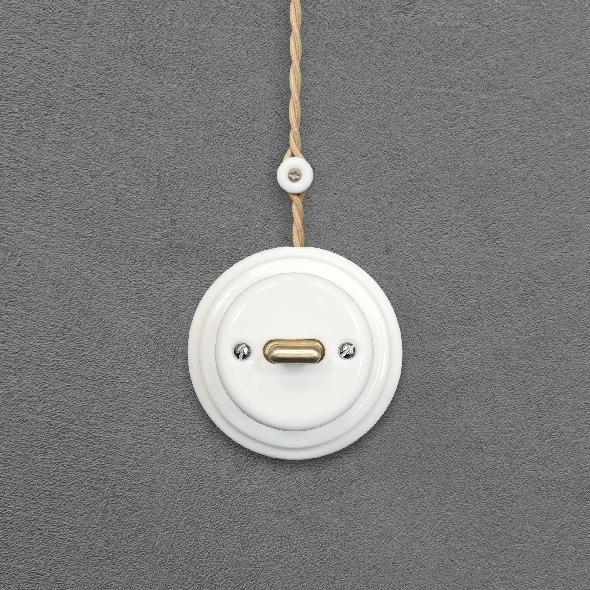 white porcelain intermediate toggle switch, surface-mount