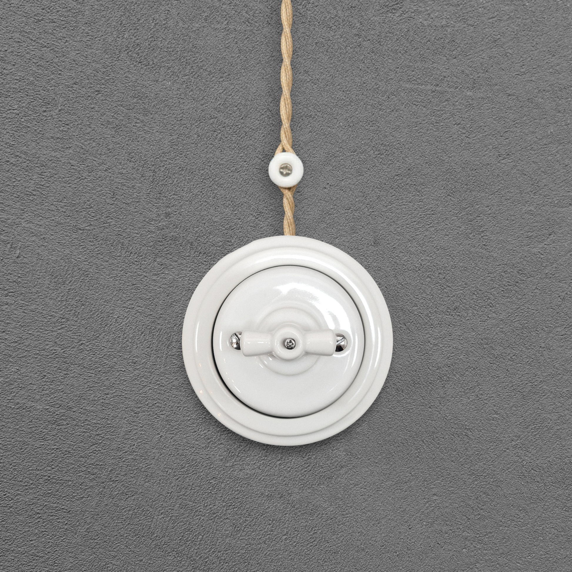 white porcelain 1gang2way rotary light switch, surface-mount