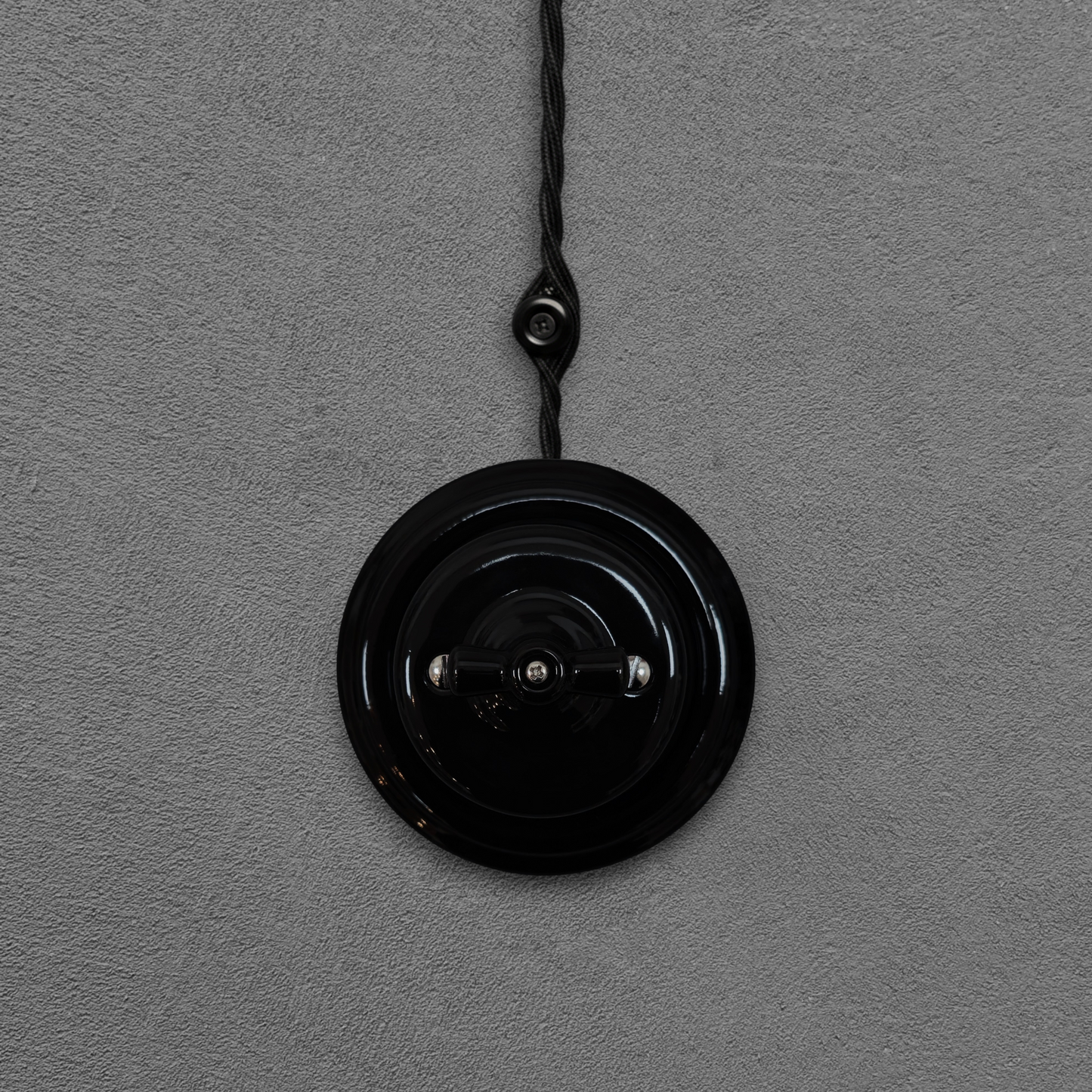 black porcelain double1way rotary light switch, surface-mount