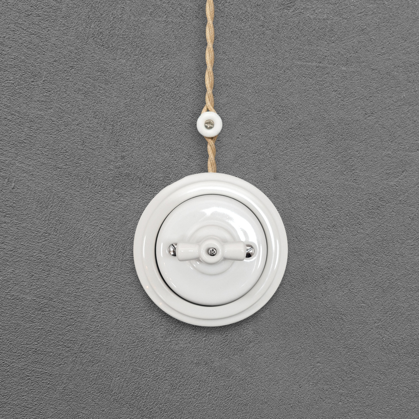 white porcelain double1way rotary light switch, surface-mount