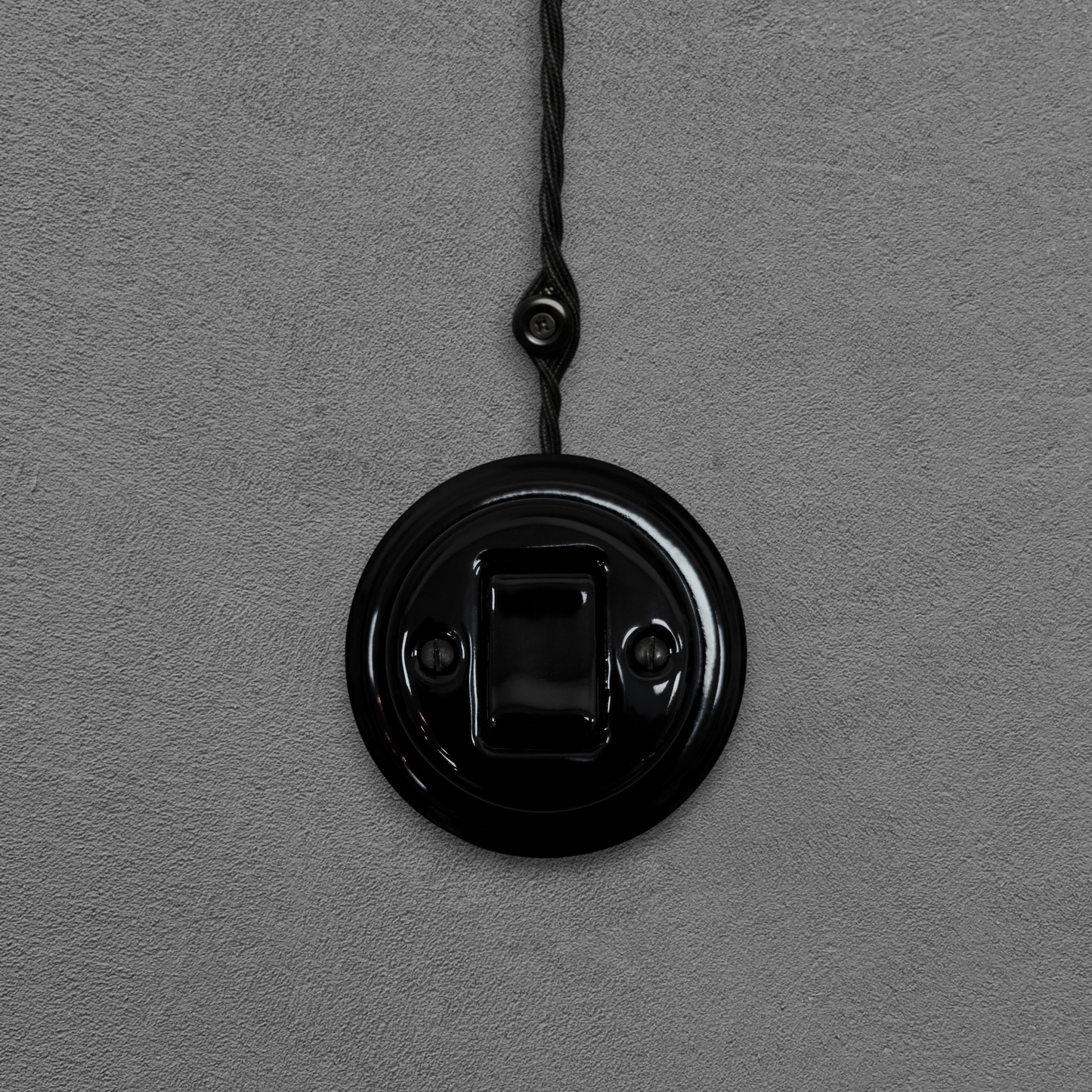 black porcelain intermediate big key light switch, surface-mount