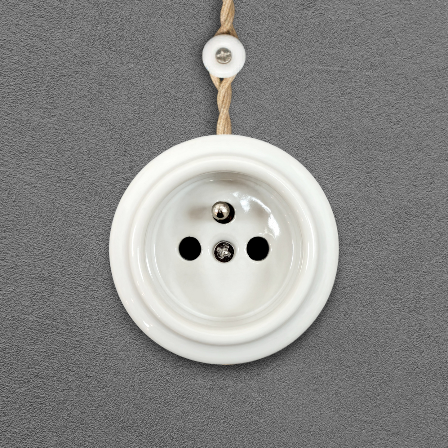 Single white French porcelain socket insert, surface, front