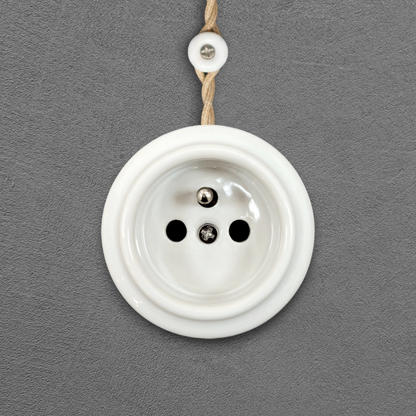 Single white French porcelain socket insert, surface, front