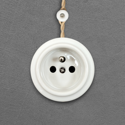 Single white French porcelain socket insert, surface, front