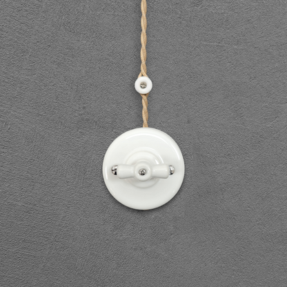 white porcelain 1gang2way rotary switch insert, surface-mount