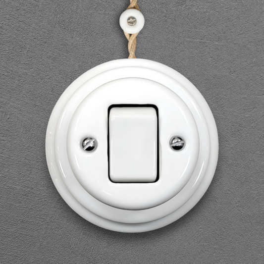 Surface Mount Crossing / Intermediate Light Switch - Single | Porcelain