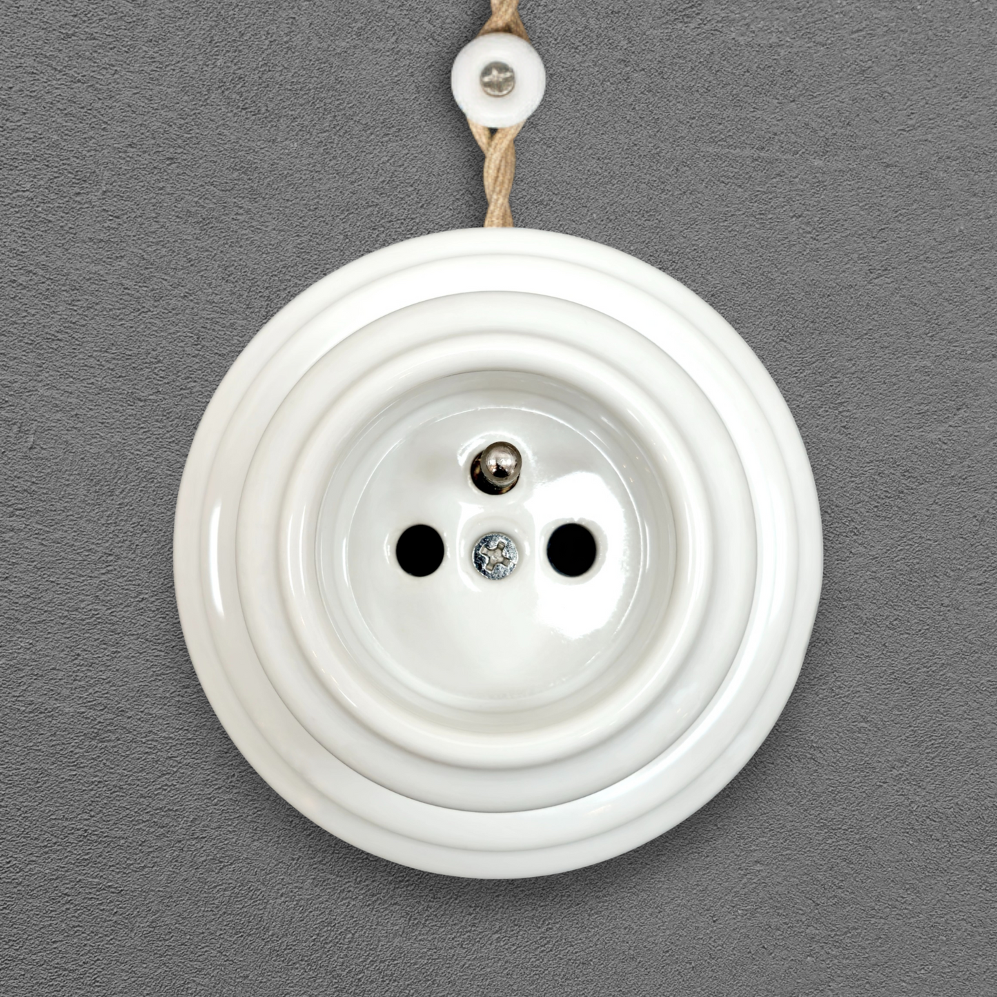Single white French socket, surface, front