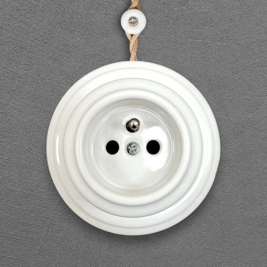 Single white French socket, surface, front
