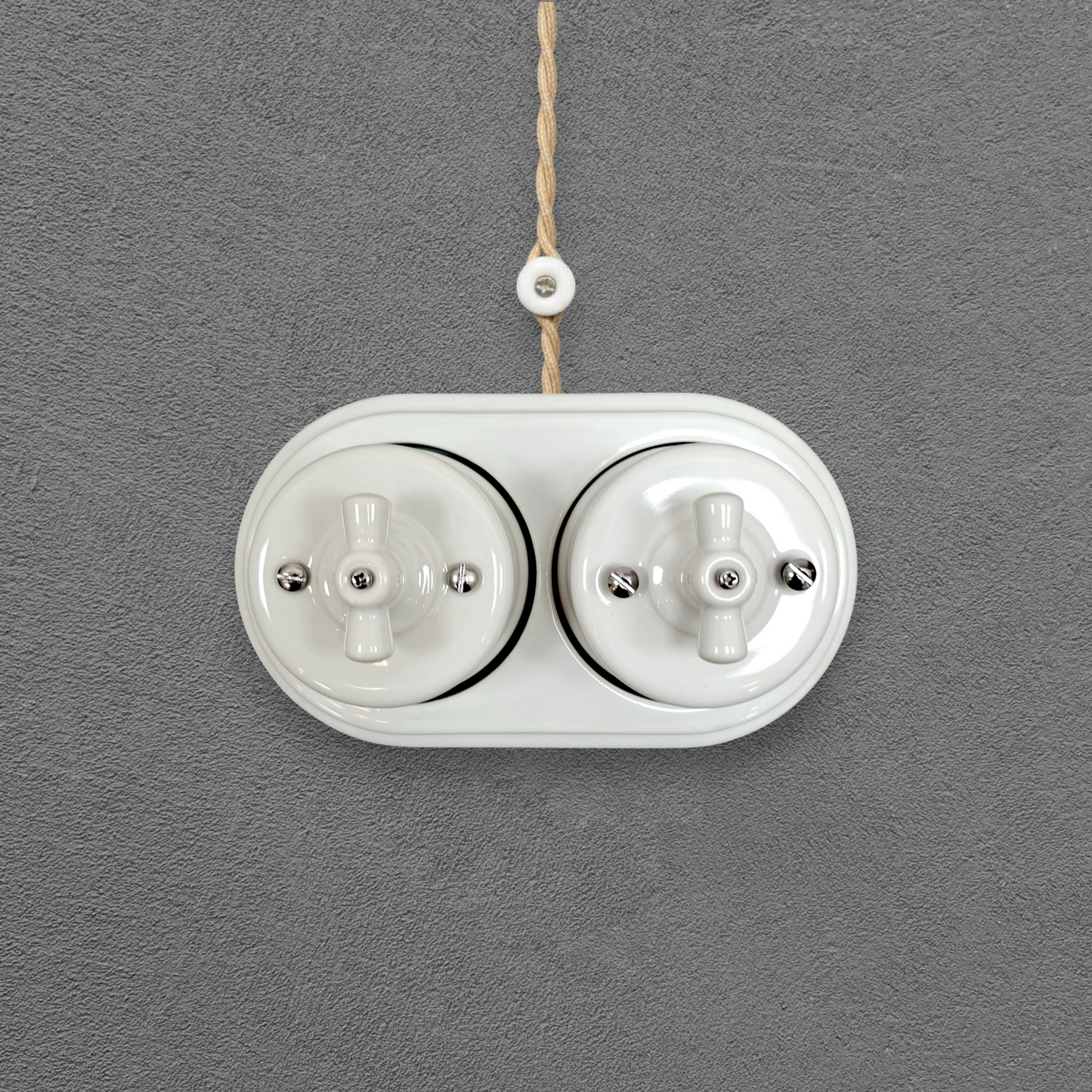 double white porcelain double1way rotary switch, surface-mount