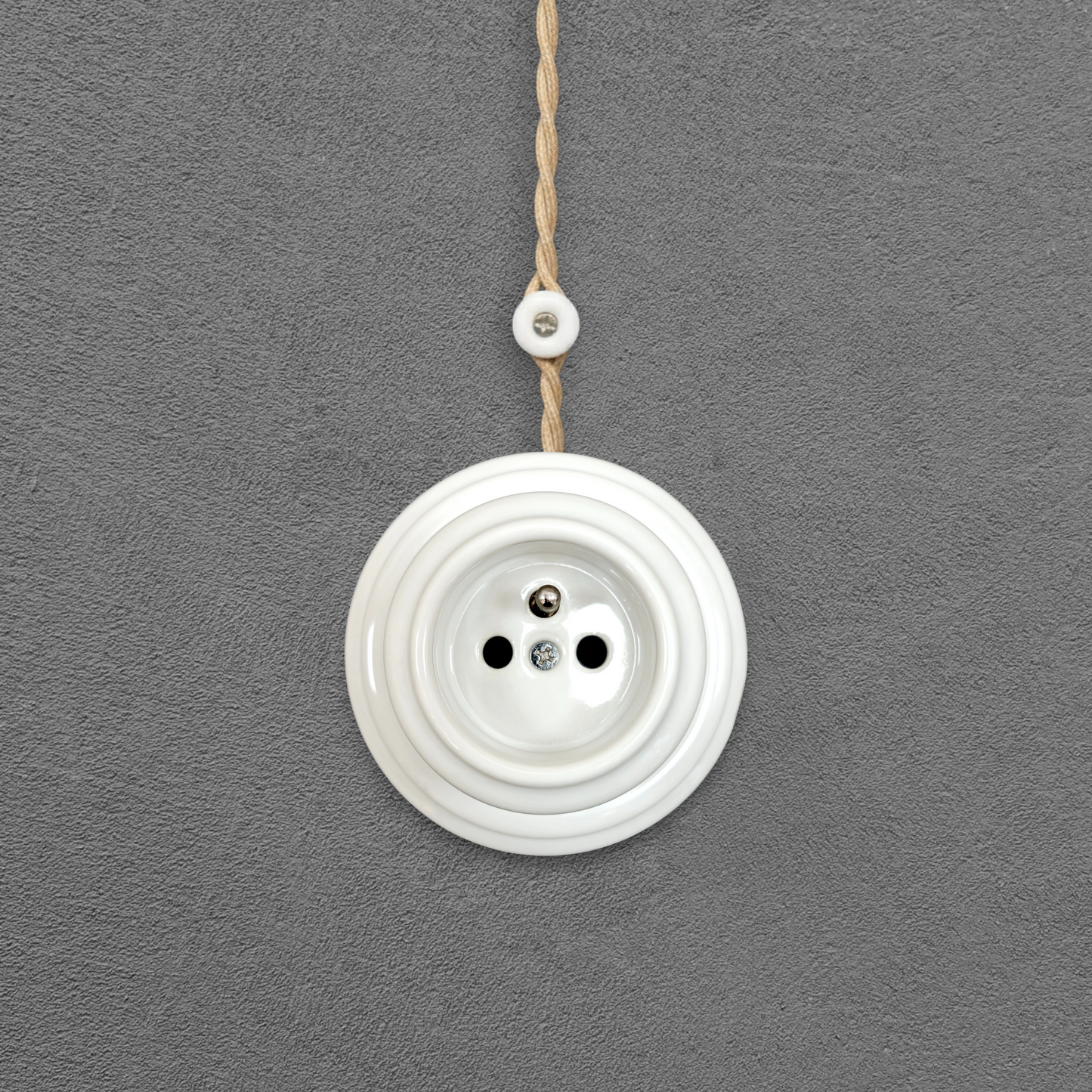 Single white French porcelain socket, surface, front