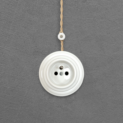 Single white French porcelain socket, surface, front