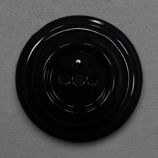 Surface-Mounting French Power Socket Porcelain Loft Retro Electrical Vintage Cottage Ceramic Black