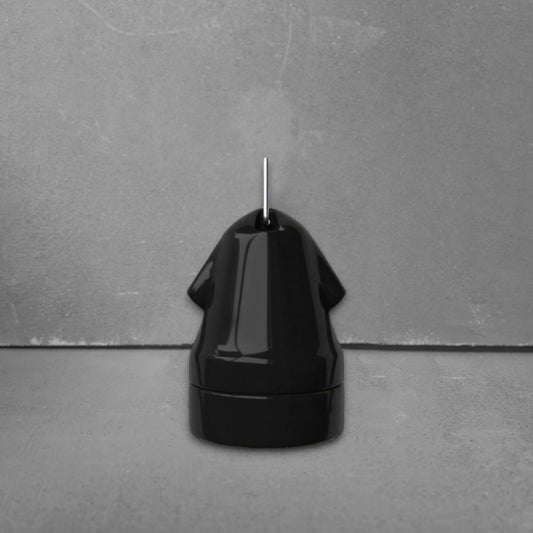 black porcelain hanging E27 lamp holder, 45x70mm, front