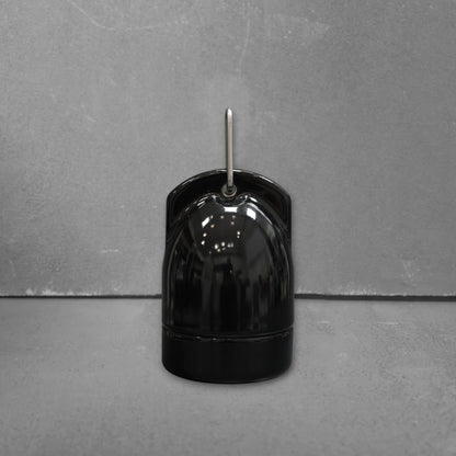black porcelain hanging E27 lamp holder, 45x65mm, front