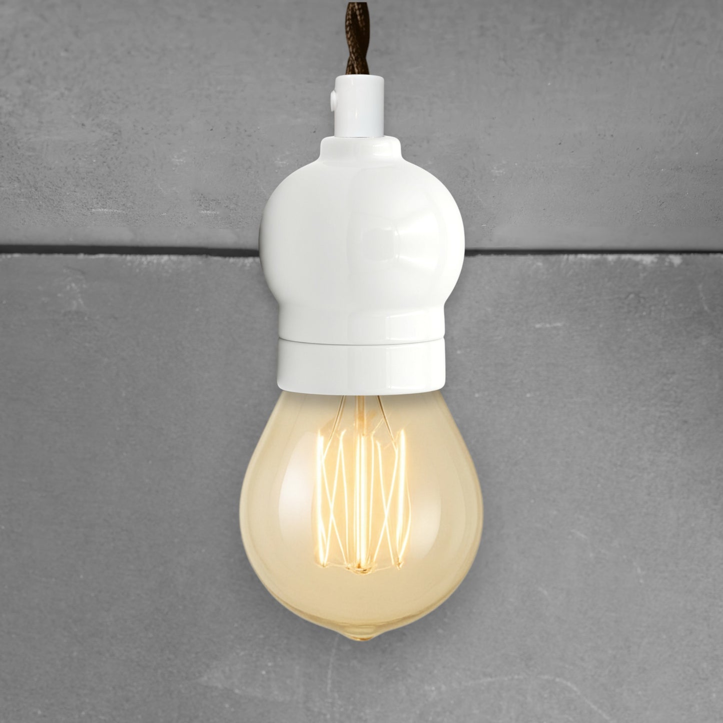 white porcelain hanging apple shape E27 lamp holder, 45x65mm