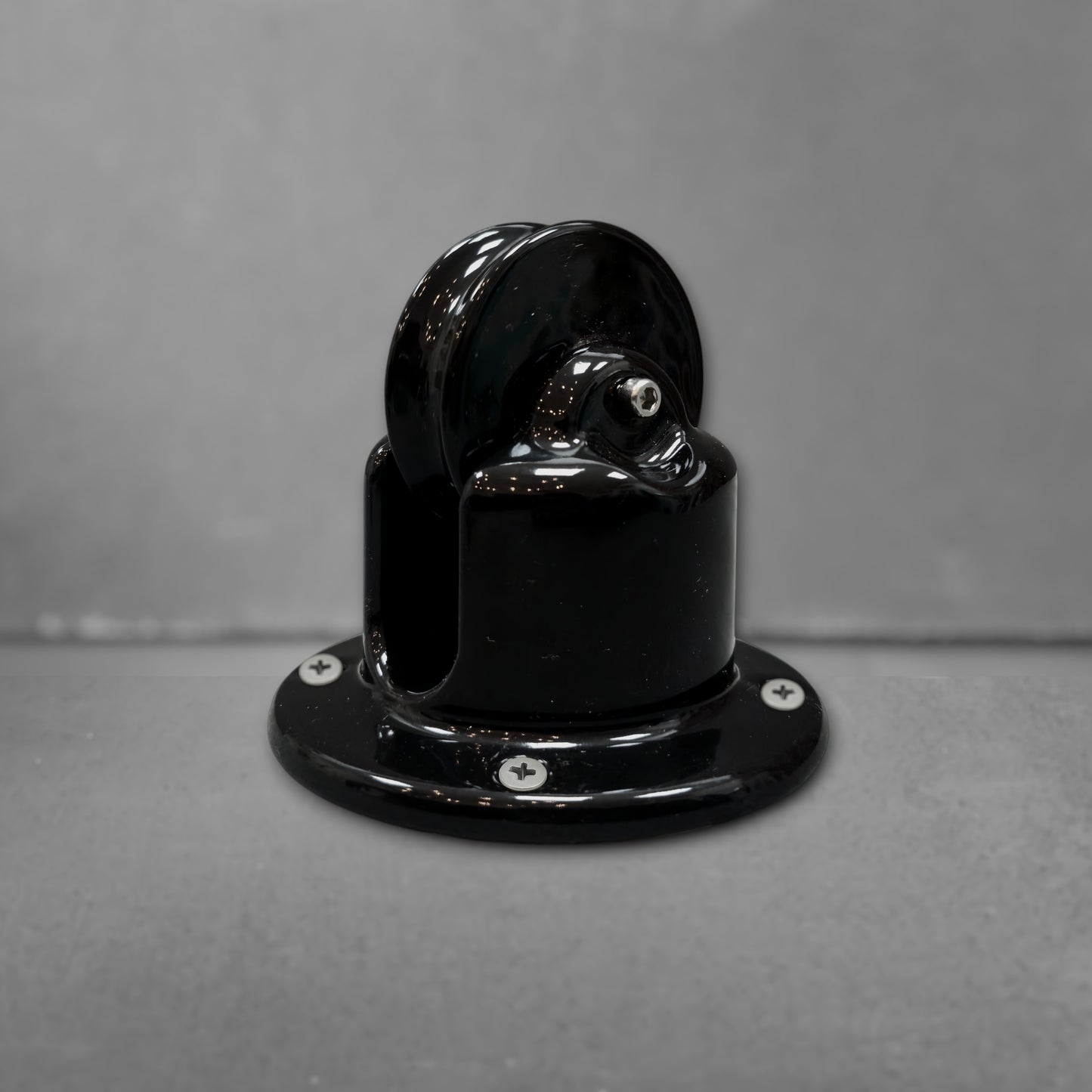 black porcelain pulley light fixture, surface-mount, angled