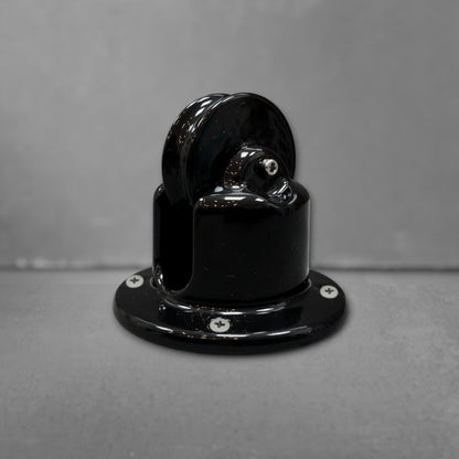 black porcelain pulley light fixture, surface-mount, angled