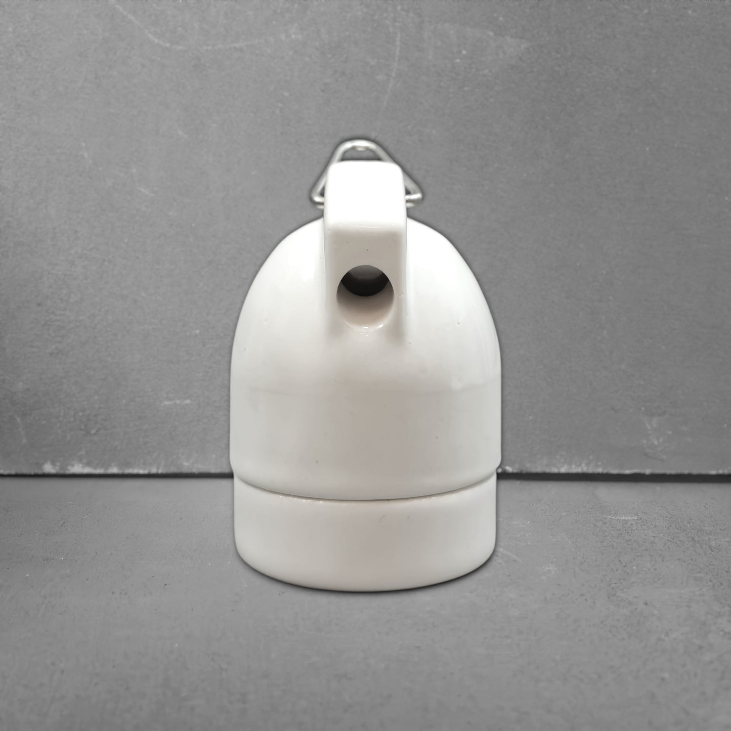 white porcelain hanging E27 lamp holder, 45x65mm, side