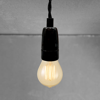 black porcelain hanging E14 lamp holder, 30x60mm