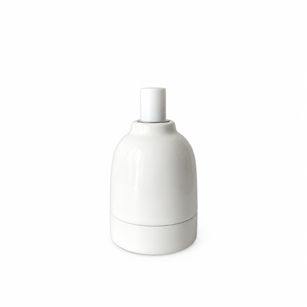 Hanging E27 Lamp Holder in White Porcelain (W45 x H65mm)