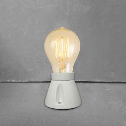 white porcelain straight E27 lamp holder, surface-mount