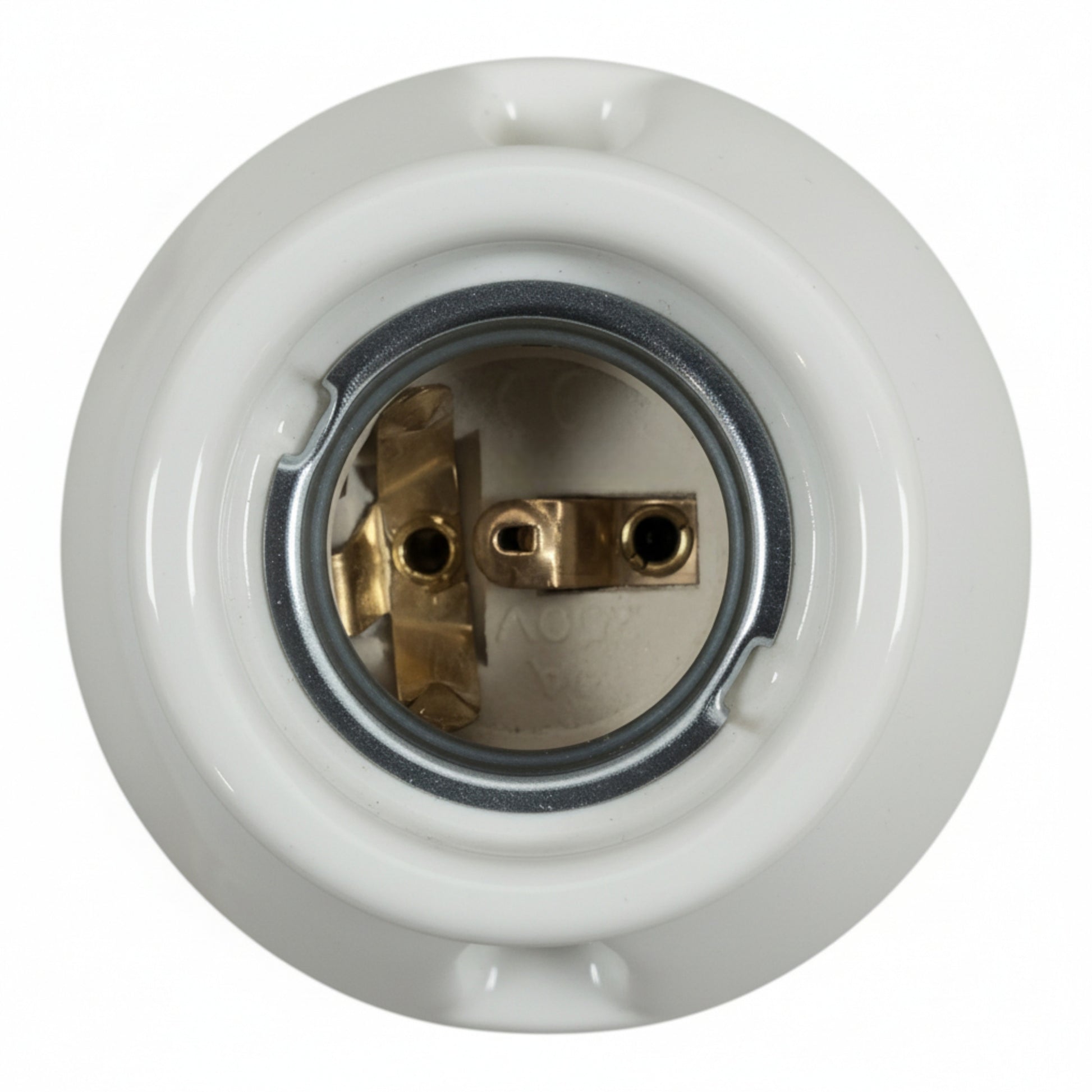 white porcelain straight E27 lamp holder, surface-mount, top