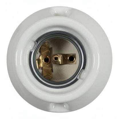 white porcelain straight E27 lamp holder, surface-mount, top