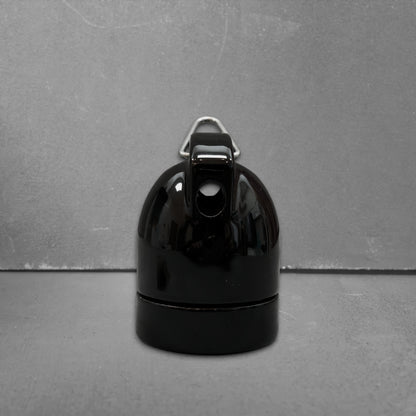 black porcelain hanging E27 lamp holder, 45x65mm, side