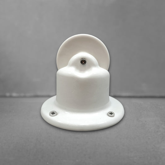 white porcelain pulley light fixture, surface-mount, front