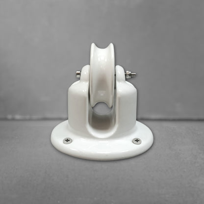 white porcelain pulley light fixture, surface-mount, side