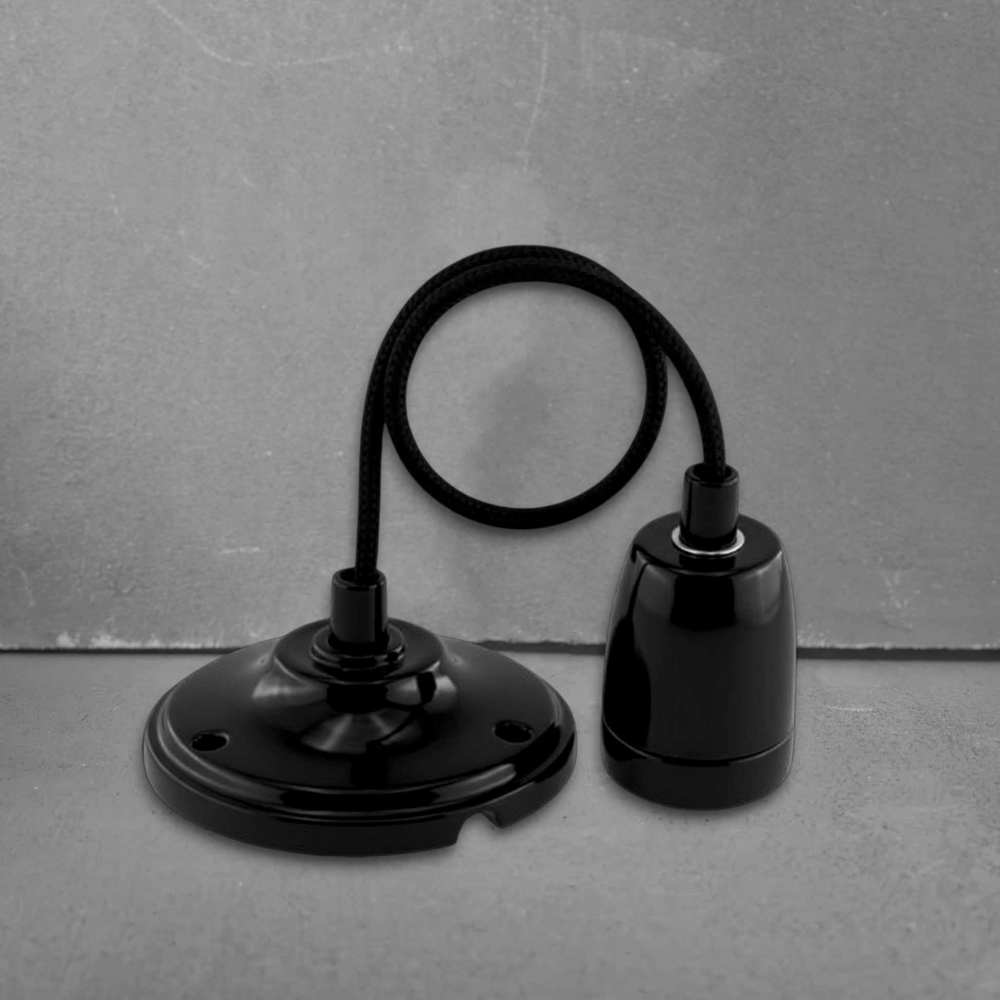 black porcelain E27 pendant light set