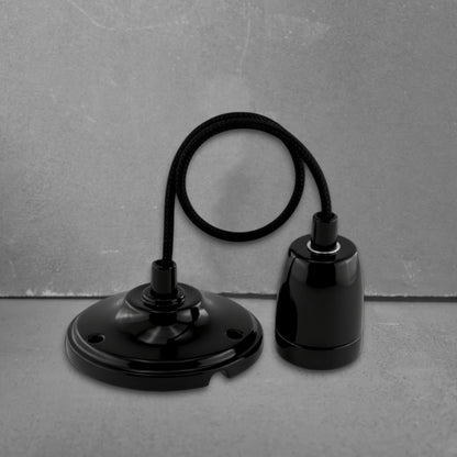 black porcelain E27 pendant light set