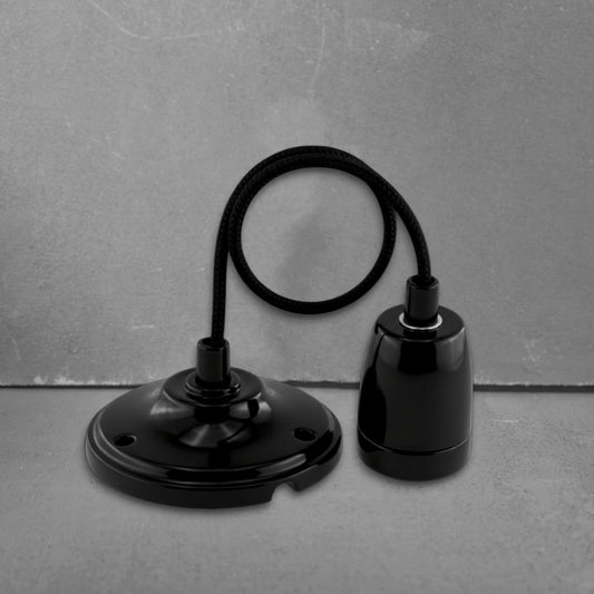 black porcelain E27 pendant light set