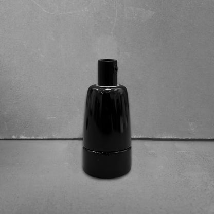 black porcelain hanging E14 lamp holder, 30x60mm, front