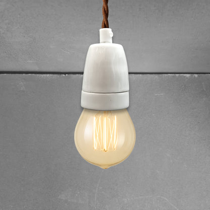 white porcelain hanging E27 lamp holder, 45x60mm