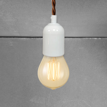 white porcelain hanging E27 lamp holder, 50x95mm