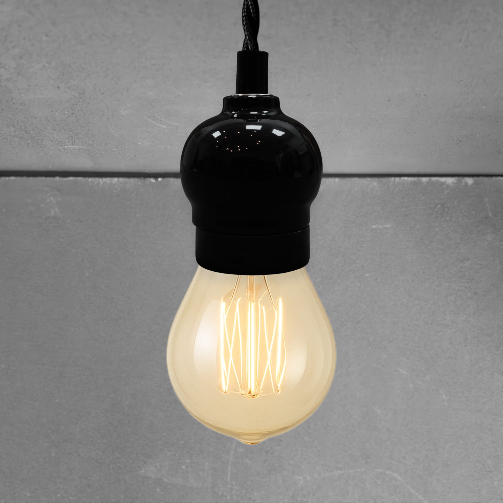 black porcelain hanging apple shape E27 lamp holder, 45x65mm